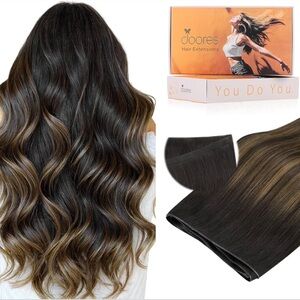 Dark Brown Chestnut Balayage Human Hair Genius Seamless Hair Extensions